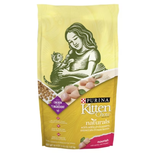 Purina Kitten Chow Naturals Chicken Flavor Dry Cat Food for Kittens 6.3lb Bag