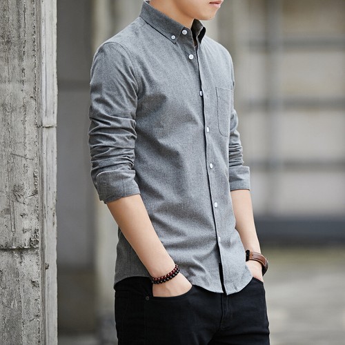 Men Fashion Fall Slim Cotton V-neck 