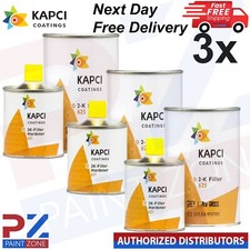 3X KAPCI Coatings 625 HIGH PRIMER GREY + KAPCI 2K Filler HARDENER 4.25 Litre KIT