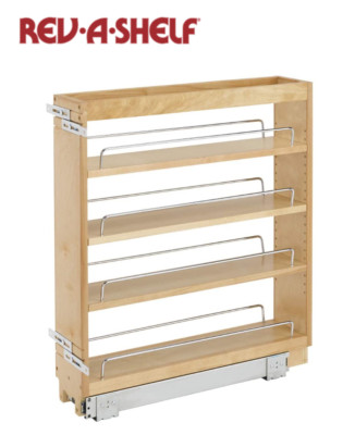 Rev-A-Shelf 448-BC-5C 5'' Pullout Wood Kitchen Cabinet Organizer Rack, Maple