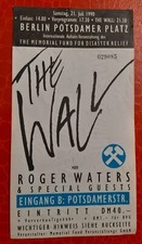 ticket billet used place concert ROGER WATERS THE WALL PINK FLOYD 1990 BERLIN