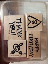 Bold greetings mini, four stamps, stampin Up, used, rubber stamp,B9