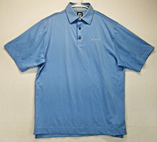 FJ FootJoy Shirt Mens Large Blue Short Sleeve 3 Button Polo Golf Sports L