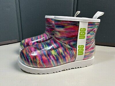 UGG Women Size 5 Clear Mini Pixelate Rain Boot Rainbow Multi UGG Women Size 5 Clear Mini Pixelate Rain Boot Rainbow Multi