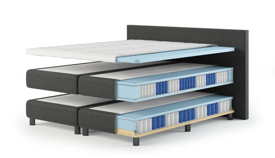 Boxspringbett 7 Zonen Taschenfederkern Florenz T anthrazit 180x200 inkl. Topper - Bild 2 von 4