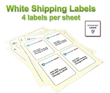 4 labels per sheet, 4" x 5" per label - High Premium Quality - Made in the USA