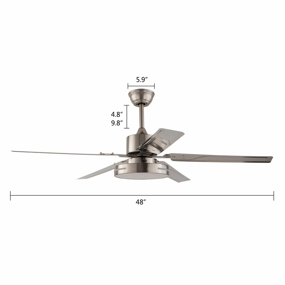48inch Ceiling Fan Light 4 Blades Fan Dimmable Lamp with Remote Control & Timing - Image 3 of 4