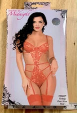Seven 'Til Midnight Cross-dye lace teddy 11022P One Size Red O/S New Lingerie