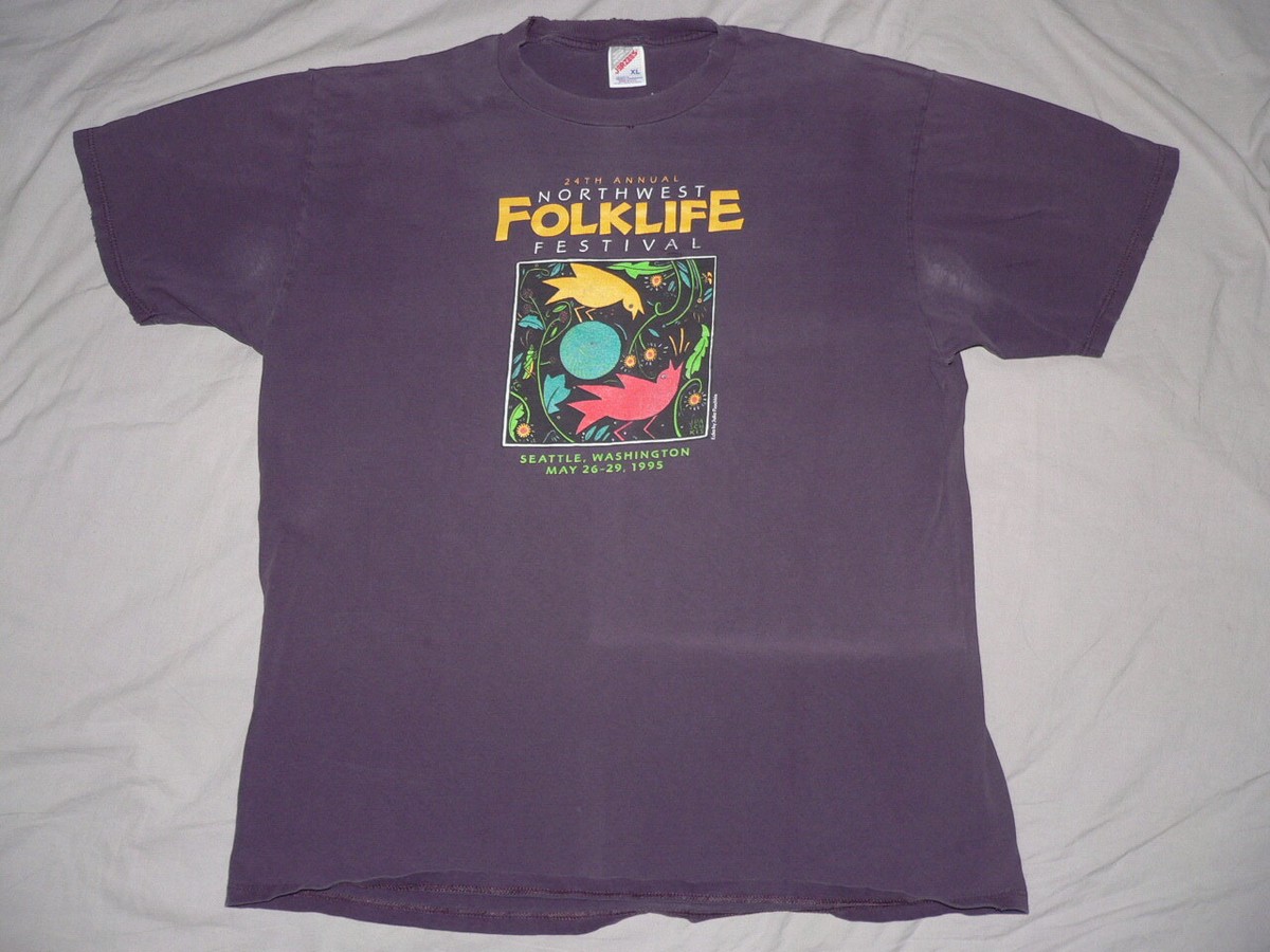 Vtg 90S SEATTLE T SHIRT XL 1995 FOLKLIFE FEST JERZEES TAG USA MADE 