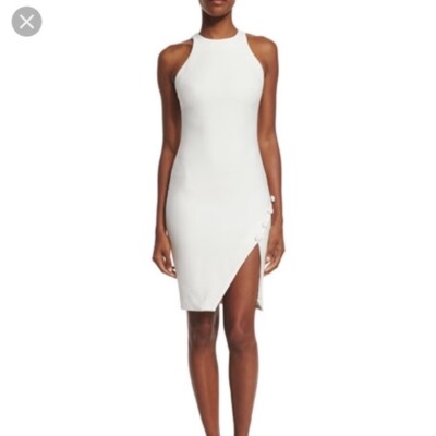 Elizabeth and James Sophia Sheath Button Slit White Dress Sz 4 MSRP $425