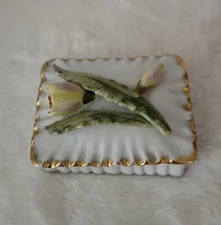 Covered Trinket Dish 3D Floral Lid. Thames England Numbered.