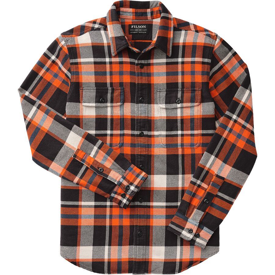 Filson Vintage Flannel Work Shirt 11010689 Black Blue Flame Plaid 