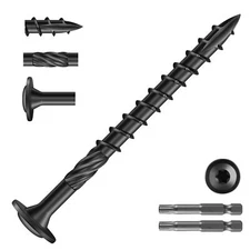 SG TZH #14 x 6 Inch Lag Screws (48Pcs) 2lb. Structural Wood Screw, Black, Car...