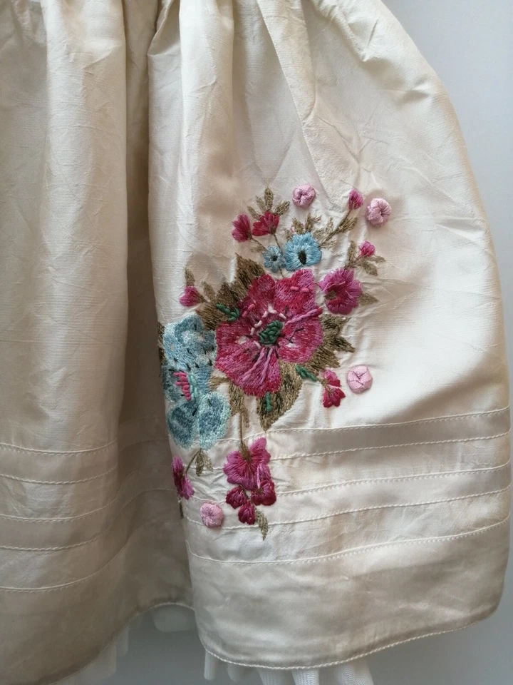 MONSOON Cream 100% Silk Floral Embroidered Special Occasion Party Wedding Dress  - Image 4 of 4