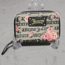 Juicy Couture Wallet Pink Bloom Floral Black Forget Me Not Zip Around