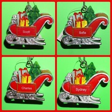 Ganz Christmas Sleigh Ornament Personalized Choose Name Red Xmas Tree Gifts NWT