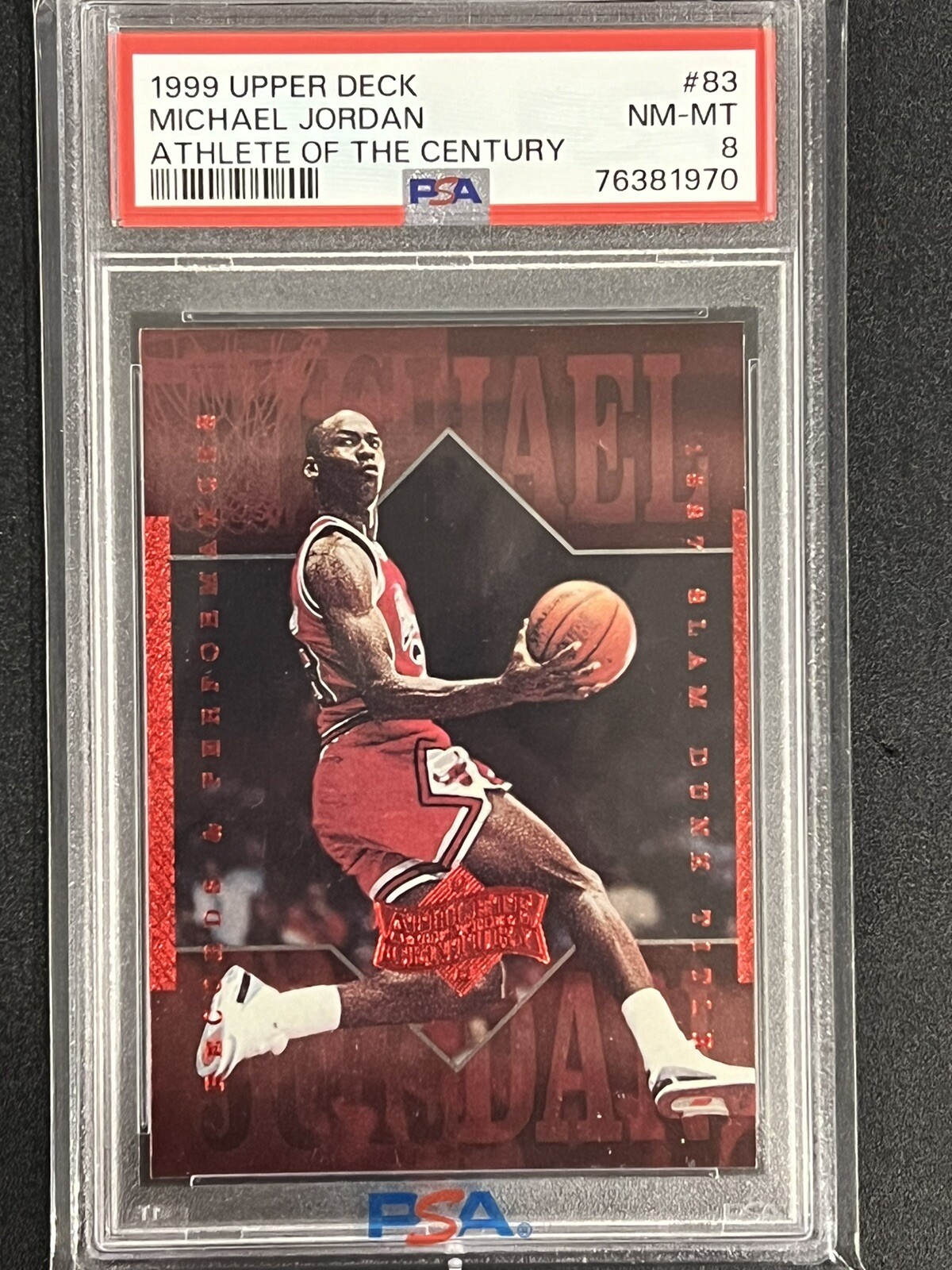 1999 Upper Deck Athlete Of The Century #83 Michael Jordan Bulls HOF PSA 8 NM-MT