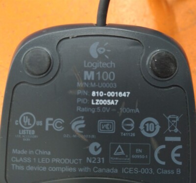      Logitech M-100 M-U0003 USB Scroll Mouse 