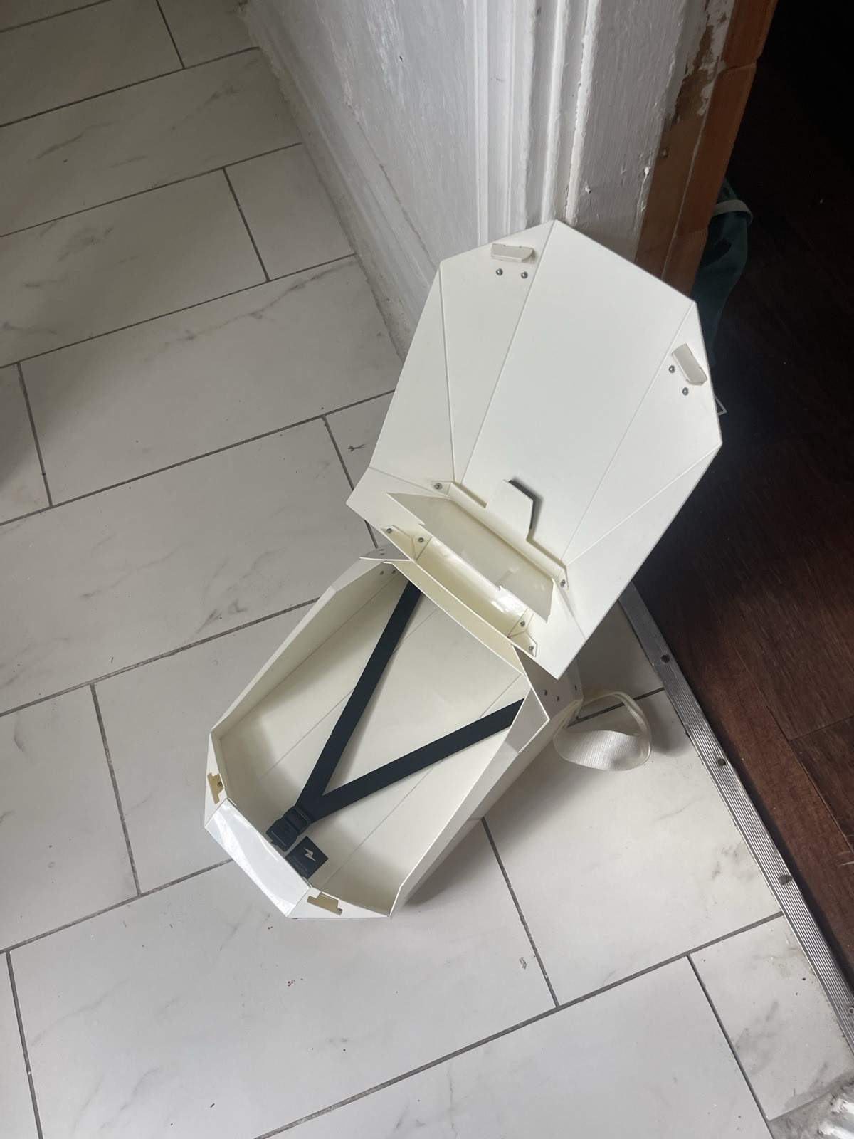 Solid Gray Hard Shell Backpack White Adjustable S… - image 6