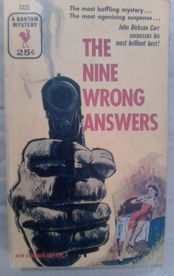 THE NINE WRONG ANSWERS By John Dickson Carr 1955 Bantam Paperback vintage