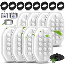 8 Pack Cat Water Fountain Filters with 8 Pack Pre-Filter Sponges Set for 3.2L...