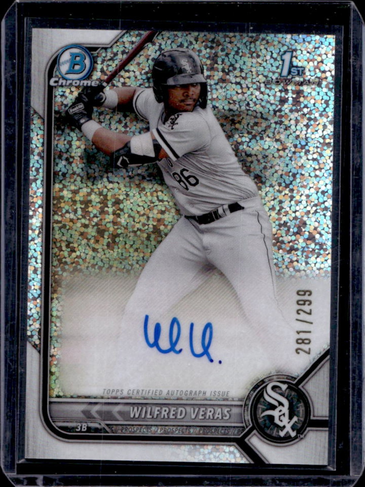 2022 Bowman Chrome Wilfred Veras Auto Speckle Refractor 1st #/299 White Sox