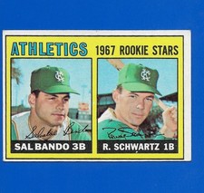 1967 Topps #33 Sal Bando ROOKIE Stars card KC Kansas City A's Athletics EX/EX+. rookie card picture