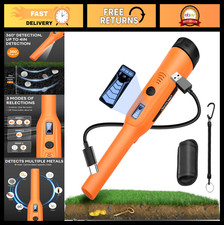 Rechargeable Waterproof Metal Detector Pinpointer Wand - 360 Detection, LED Lig
