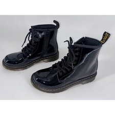 NEW Dr Martens Doc 1460Y Youth Patent Leather Boots Black Big Girl Size 5