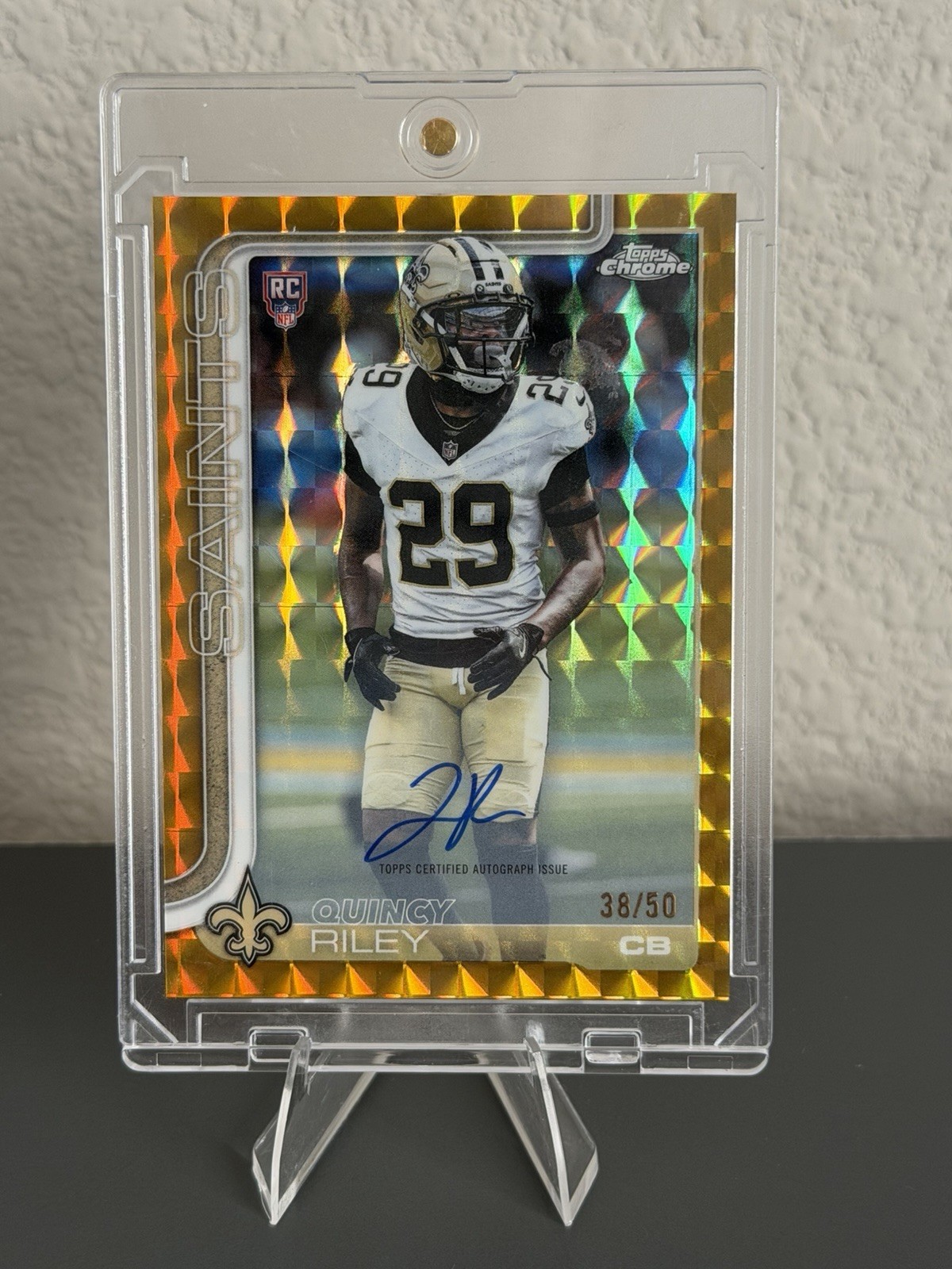 2025 Topps Chrome Quincy Riley RC Auto Gold /50 Rookie Variation Saints #RA-QR