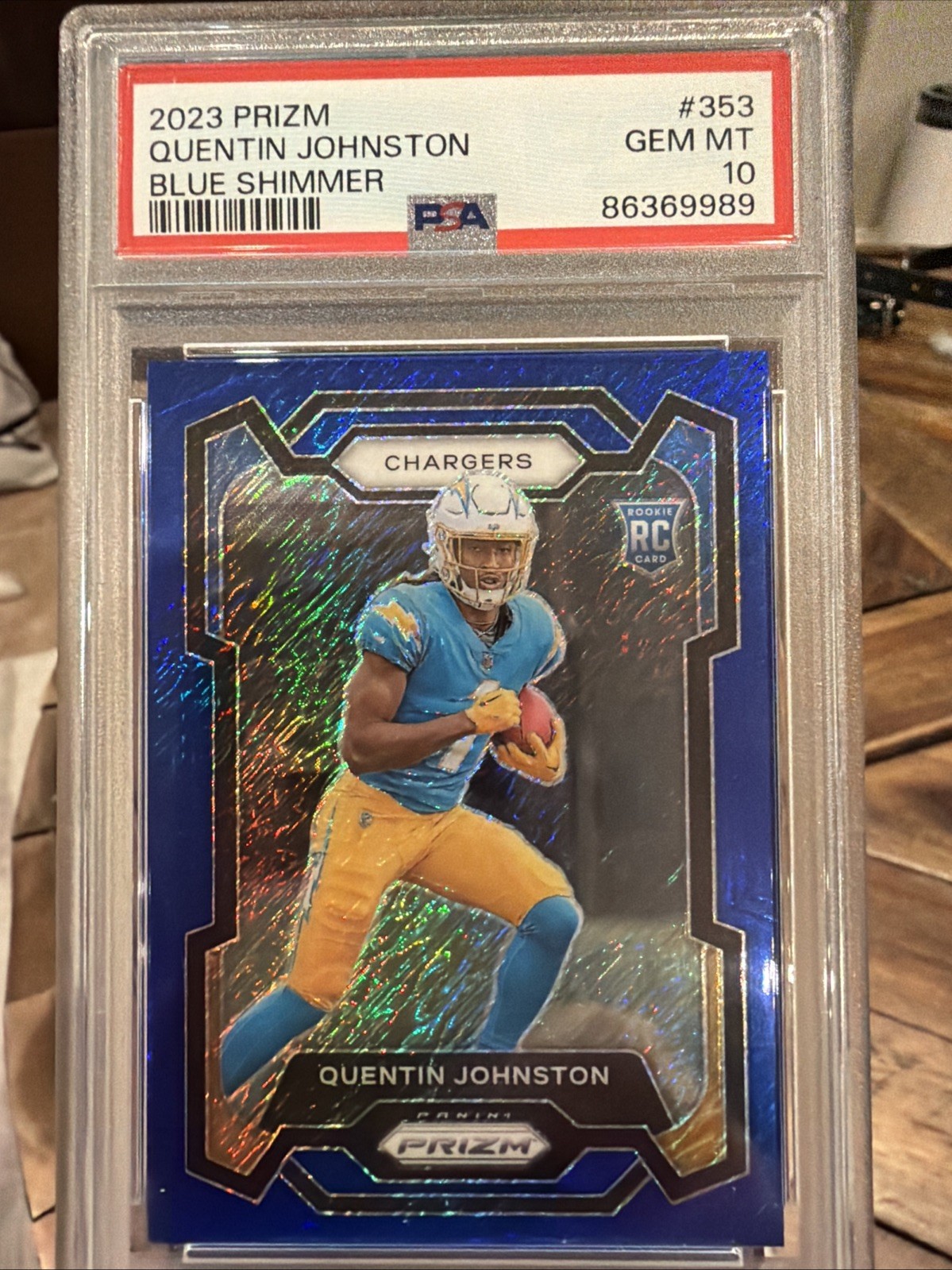 2023 Panini Prizm - Rookies Quentin Johnston #353 Blue Shimmer Prizm /25 (RC)