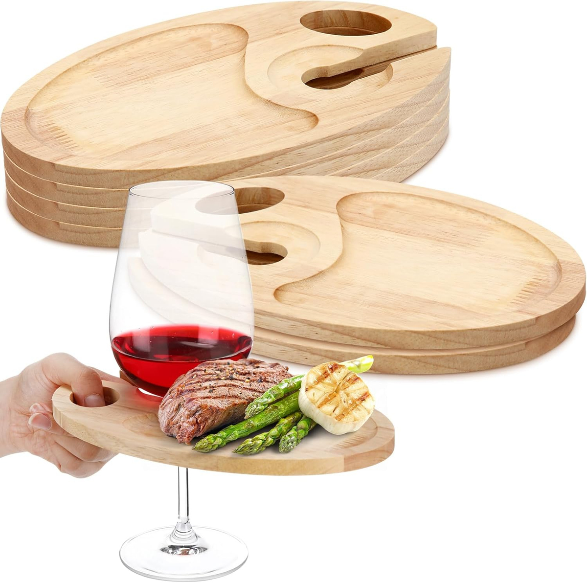 6 Pcs Wine Appetizer Plates with Wine Glass Holder Mini Charcuterie Board  Glass | eBay