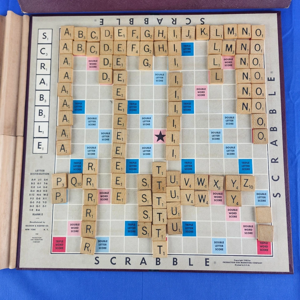 Vintage 1953 SCRABBLE Board Game Selchow & Righter Complete with Wood Tiles-FUN! - Image 2 of 4