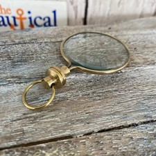 Brass Round Magnifying Glass Pendant Monocle Necklace for Reading