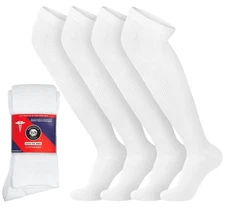 4 Pairs of Over the Knee Non-Binding Cotton Diabetic Neuropathy Socks, White,...