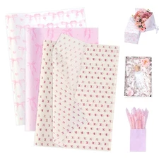 Pink Bow Tissue Paper Coquette Gift Wrapping Tissue Paper for Gift Bags Boxes...
