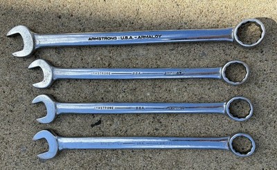 Lot of 4 Armstrong Large Wrench Set Mixed 12 Point Box USA Armaloy 13/16 7/8 1 
