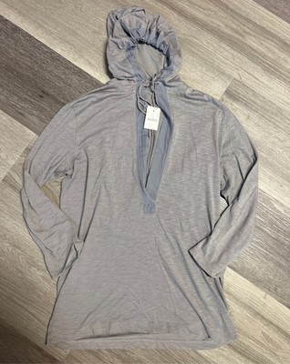 Women's J.Crew Gray Long Sleeve Lightweight Hoodie Sweater Jacket size Medium