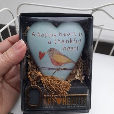 Demdaco Kunst Herz Happy Thankful Rotkehlchen Schlüsselständer hängend 