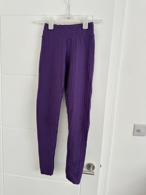 Damen-Leggings ohne Marke lila strukturiert mit Po-Raffung Größe XS UK 6-8 sehr guter Zustand