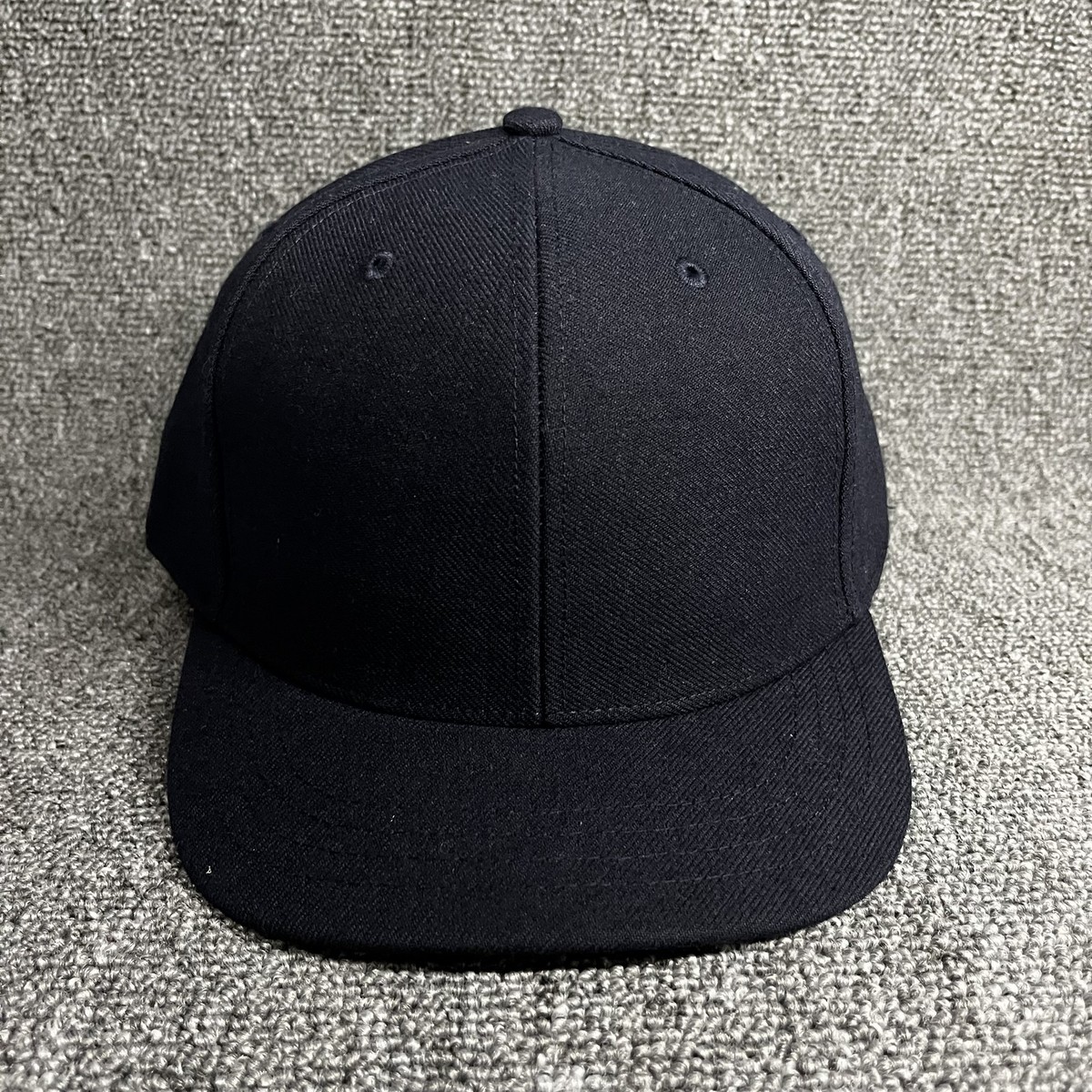 Richardson 212 Pro Twill Snapback Hat Plain Black Flat Brim Adjustable Cap NEW