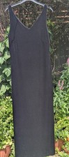 Vintage DP black velvet straight maxi dinner party evening dress size 12