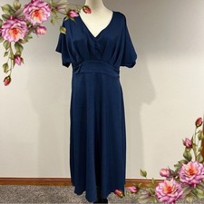 SHEIN Curve casual v-neck short sleeve Navy Blue a-line Dress
