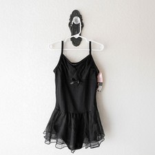 NWT Freestyle Danskin Girls Ballet Tutu Dress Black Sz L 10/12 Dance Performance