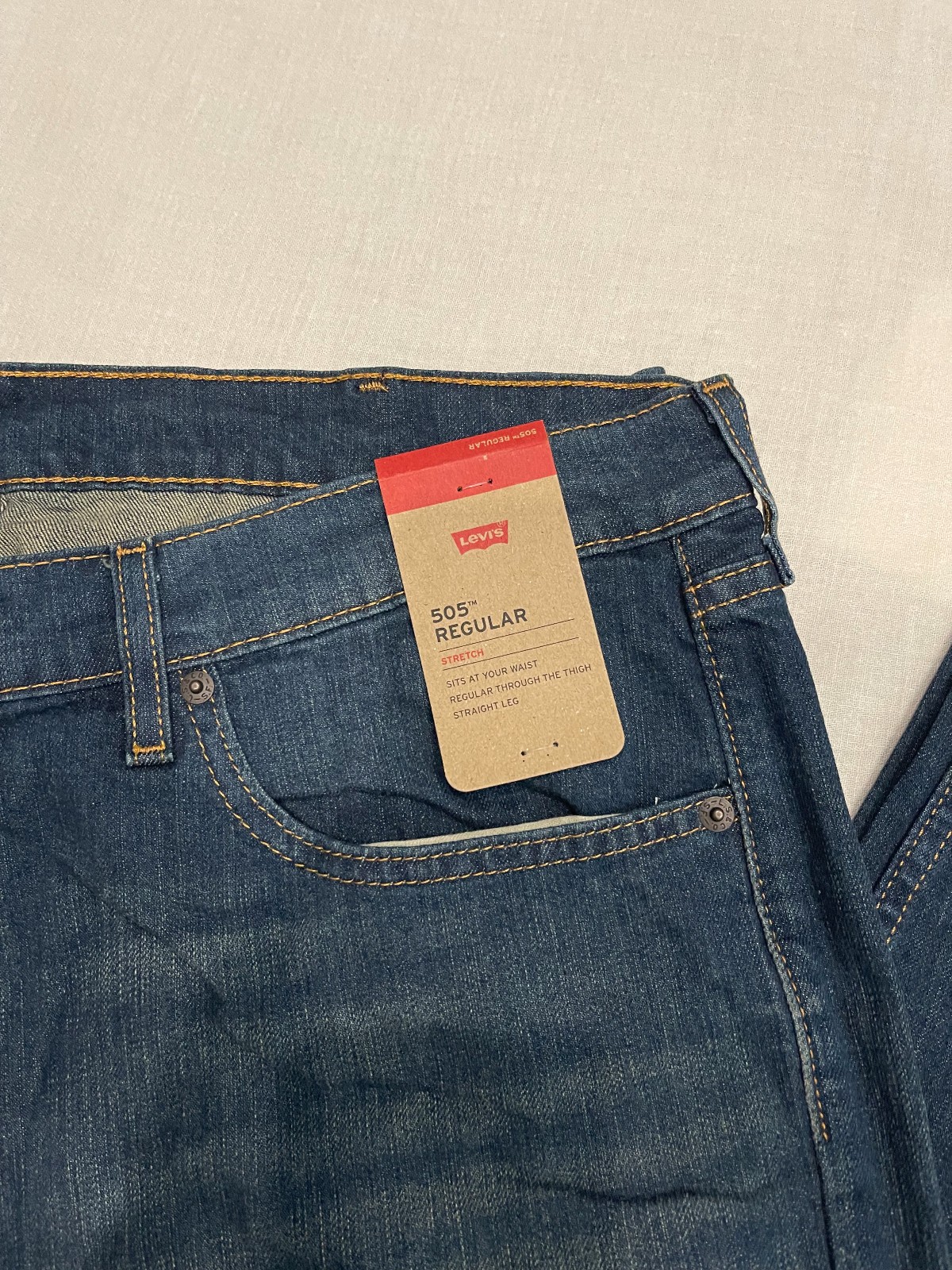 Levis 505 Mens Regular Fit Stretch Jeans 38X34 Blue #1064 thumbnail 2