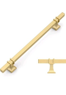Amerdeco 10 Pack Brushed Gold Cabinet Pulls 7.5 Inch(192mm) Hole Center...