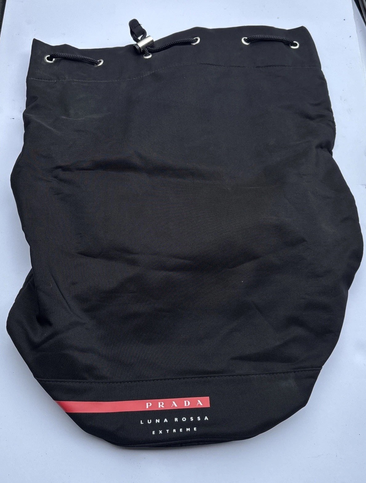 Prada Luna Rossa Extreme Black Drawstring Gym Bag
