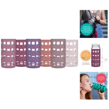 6-Pack Silicone Glass Water Bottle Sleeves - Durable, Eco-Friendly, Anti-Slip