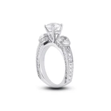 3.28 CT G SI2 Round Natural Diamonds 14K Gold Vintage Style Three-Stone Ring