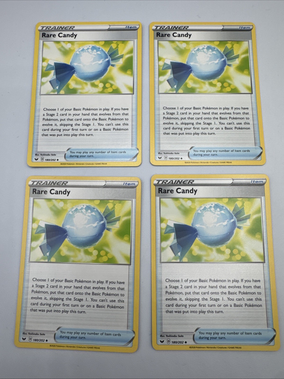 4x Rare Candy 180/202 Pokemon Card TCG Playset